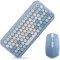 Combinación de Mini Teclado y Mouse inalámbricos de 2.4 GHz, Tapas de Teclas en Forma de Panal, Rosa Pastel, Azul, Verde (Azul)