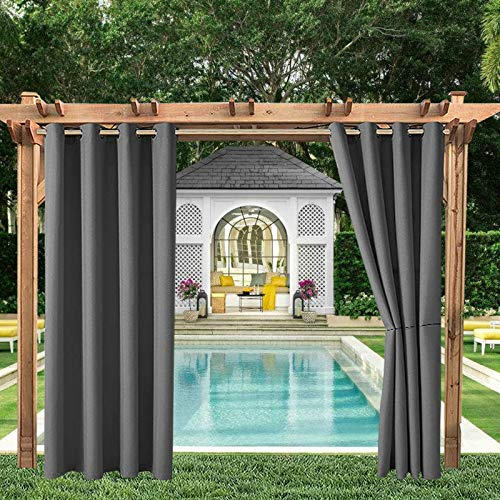 ele ELEOPTION Outdoor Vorhänge Wasserabweisend, UV Schutz Outdoor Vorhang mit Ösen,Winddicht Blickdicht Vorhang Innen und Außen Gardinen für Garten Hof Balkon(4 Stücke/ 132 X 213cm)
