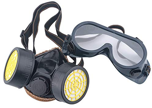 Ewolee Gasmaske, Atemschutzmaske mit Double Luft Filter Industrielle Staubmaske Wiederverwendbar mit Schutzbrille