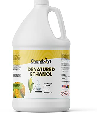 Chemboys Denatured Ethanol Ethyl Alcohol, High Purity Methylated Spirits – Laboratory Grade Solvent Denatured with Heptane for Plant Extraction - Made in USA - Gallon (128 fl oz)