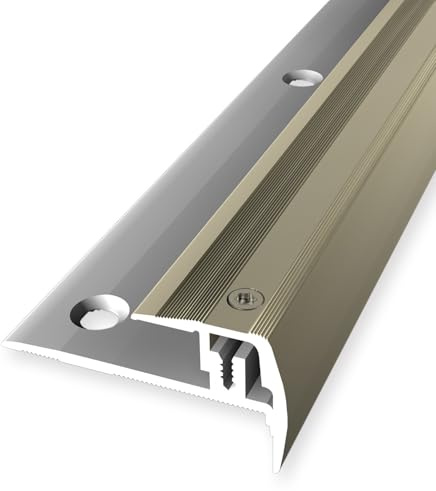 Küberit | Trappkantprofil 320 euro – stegmästare | Bredd: 23 mm | Höjdutjämning: 7–16 mm | Längd: 2700 mm | aluminiumprofil | sand