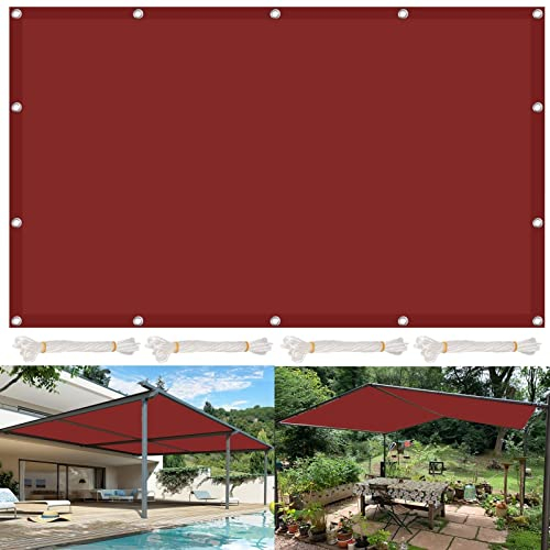 AMZHU Sonnensegel 4.5x9 wasserabweisend Quadrat Terrasse Camping Sonnentuch 98% UV Schutz Leinen 100% Reißfestes inkl Befestigungsseile, Dunkelrot