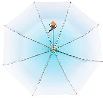 Paraguas Plegable Paraguas De Protección Solar Folding Umbrella Sombrilla Plegable De Doble Capa Con Mango De Madera, Sombrilla De Doble Capa, Protector Solar Anti-Ultravioleta, Sombrilla Femenina,Azu