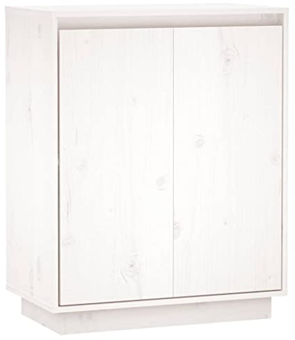 vidaXL Sideboard mit Türen Kommode Anrichte Schrank Beistellschrank Mehrzweckschrank Standschrank Holzschrank Weiß 60x34x75cm Massivholz Kiefer
