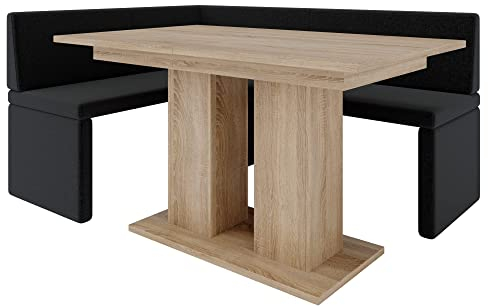 Eckbank Akiko mit Tisch - Eckbankgruppe für Ihrem Esszimmer, Küche modern, Sitzecke, Essecke. Perfekt für Küche, Büro und Rezeption. Solide und Starke Verarbeitung (INARI 100, 168x128 rechts)