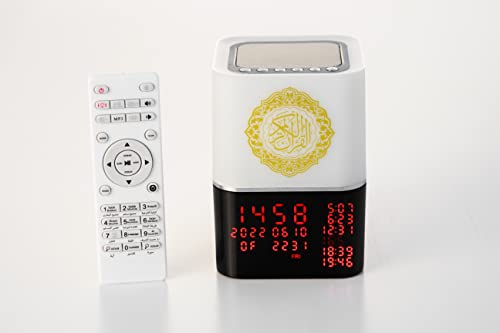 hausleben Bluetooth AZAN Uhr mit Koran-Audio in HD-Qualität (18 Stimmen) und Koranübersetzung Audio (15 Sprachen) | AZAN-Uhr | HD-Lautsprecher | MP3-Player | Tafseer-Audio