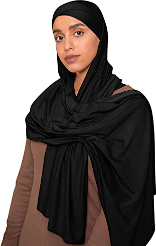 Damen Hijab einfarbig Jersey Muslim Hijab weiche Baumwolle Stretch Kopftuch