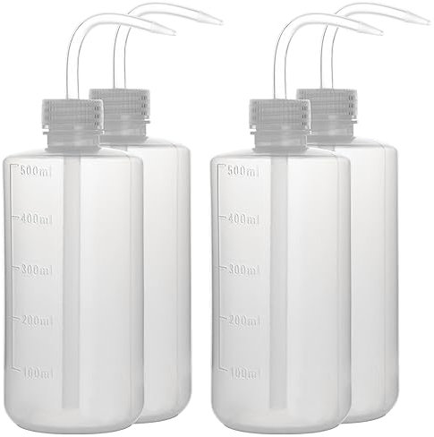 stonylab 4 Paquet 500 ml Flacons de Lavage en Plastique à Squeeze avec LDPE Ouverture Etroite, Bouteille D'arrosage à Presser Squeeze Wash Bottle, 500 ml