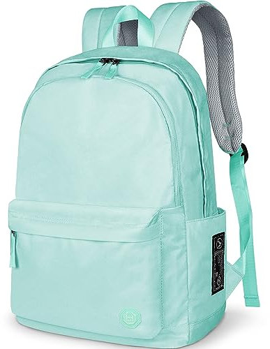 Mochila unisex clásica escolar universitaria ligera casual para viajes bolsa de trabajo de negocios, para niños, se adapta a portátiles de 15 pulgadas (Verde)