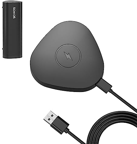 Rounkin Wireless Charger Compatible with Sonos Roam Gen 2nd/1st, Magnetic Charging Base, Power up Charging Dock for Portable Bluetooth Speaker for Sonos Roam SL(Black)