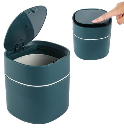 Bamodi Mini Mülleimer mit Deckel für den Schreibtisch - Perfekt für kleine Räume wie Bürotisch, Auto - Snack-, Kosmetik- und Küchenabfälle aufbewahren - Blau, wasserkocher klein 0 5 liter