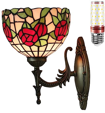 Uziqueif Wandleuchte Innen, 12W Tiffany Wandlampen, E27 Wandlampe, Wandleuchten für Wohnzimmer Schlafzimmer Treppenhaus Flur