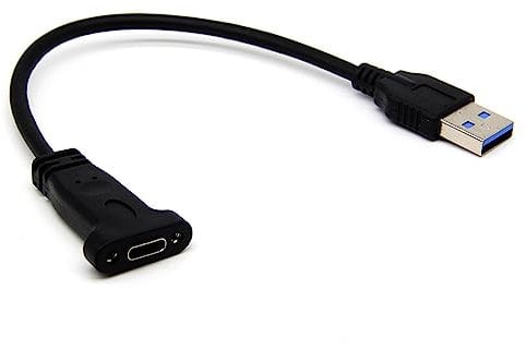 xiwai Typ-C-Buchsenkabel, USB-C-Buchse 3.1 Typ-C-Buchse auf USB 3.0-A-Stecker, Datenkabel, 20 cm, mit Schraubenloch zur Panelmontage