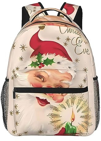 BHCASE Leichter, lässiger Studentenrucksack – modischer und vielseitiger Rucksack für Schule und Outdoor-Aktivitäten, 20 x 29 x 40 cm, Aufdruck Merry Christmas Wishes, Schwarz , One size