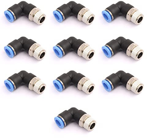 CEKER Lot de 10 raccords poussoirs coudés 1/2 mâle à 90 degrés pour connecter les raccords d'air, tuyau PL 12 mm OD x 1,27 cm Npt filetage pneumatique à connexion rapide