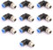 CEKER Lot de 10 raccords poussoirs coudés 1/2 mâle à 90 degrés pour connecter les raccords d'air, tuyau PL 12 mm OD x 1,27 cm Npt filetage pneumatique à connexion rapide