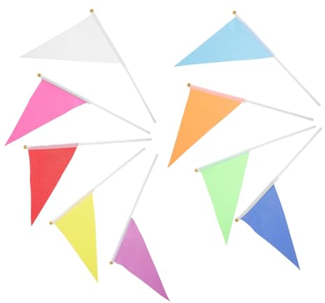 Toyvian 9st Farbige Kleine Flagge Kleine Einfarbige Flagge Wehende Fahnen Mit Der Hand Gartenflagge Mini-handfahnen Zitternde Fahnen Polyester Kind Das Schild Dreieck