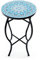 SFAREST Outdoor Side Table, Mosaic Round Coffee Table with Ceramic Tile Tabletop, Small Plant Stand for Balcony, Patio, Garden, Living Room (Sky Blue)