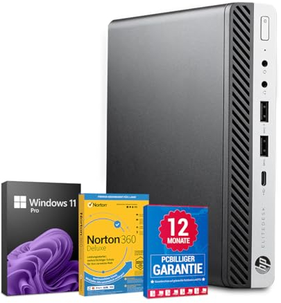 HP EliteDesk 800 G4 PC Computer Intel Core i5-8500T@ bis zu 3,5 GHz 8 GB 256 GB SSD mit Windows 11 Pro & GRATIS Bluetooth, WLAN & Antiviren-Software inkl. 12 Monate Garantie (Generalüberholt)