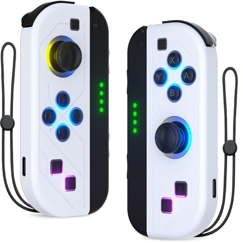 Bonacell Wireless Controllers RGB für S-Witch Joy Pad Ersatz mit LED/Turbo/Wake-Funtion/Dual Motor/6-Axis Groscope Kompatibel S-Witch/OLED