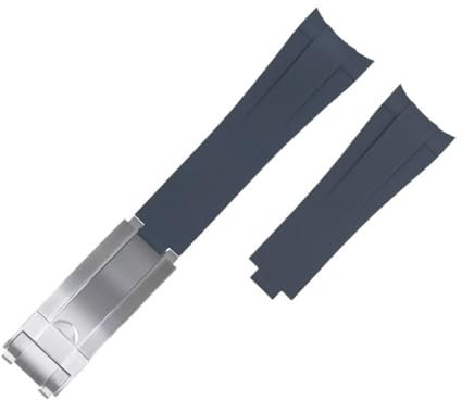 PURYN Uhrenarmband für Rolex Submariner Daytona GMT Naturkautschuk, FKM, verlängerte Schnalle, 20 mm, gebogenes Ende, Fluorkautschuk-Uhrenarmbänder, 20 mm, Achat