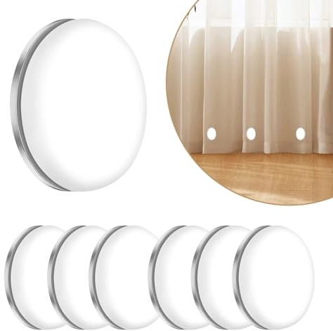 6 Paia Calamita per Tende, Pesi per Tende da Interno, Impermeabile Durevole Pesi Tende, Peso per Tende, Pesi per Tende Calamite Tende per Tovaglie Tende da Doccia (Bianco, Rotondo)