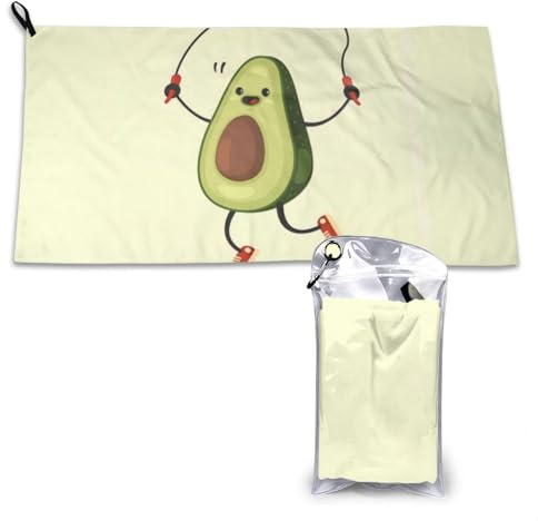 OPSREY Avocado Seilspringen bedrucktes schnell trocknendes Mikrofaser-Handtuch, saugfähiges Fitness-Handtuch, Strandtuch