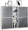 Vladon Highboard Cuba V3, Made in Germany, Anrichte mit 4 Türen und 4 offene Fächer - Weiß matt/Stahlgrau 3D Struktur (130,5 x 105,5 x 35,5 cm)