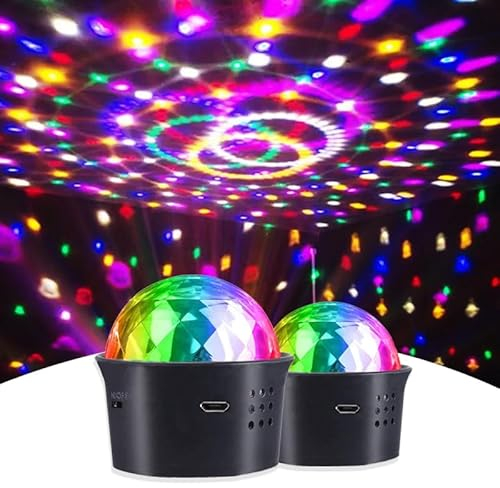Discokugel Licht, Sprachaktivierte Multicolor Mini Discokugel, LED Disco Kugel, USB Disco Stimmungslicht Batterie für Kinder Zimmer Geburtstag Party Autoinnendekoration, 2 Stück