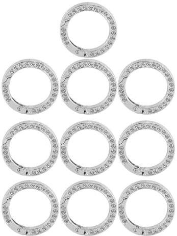 10 Stück Strass-Feder-O-Ringe, Trigger-Metall-Feder-O-Ringe, Runder Karabiner-Clip, Schnapp-Trigger-Feder-Schlüsselanhänger, Schnalle Für DIY-Schlüsselanhänger, Schnalle, Handtaschen, Taschen(Silber)