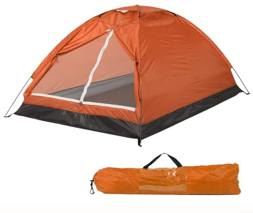 Campingzelt für 1 2 Personen, leichtes Garten-Sonnenschutz, Outdoor-Wandern, 4 Jahreszeiten, wasserdichtes und winddichtes Zelt, für Strand und Garten (Orange)