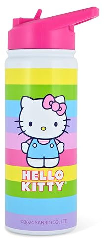 Sanrio Hello Kitty - Botella de agua aislada de acero inoxidable | Botella de agua aislada de 20 onzas | Botella de agua para niños, termo para niñas, niños, unisex