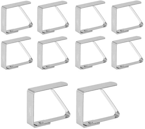 KOOLEVER 10 Pcs Table Cloth Clip, Stainless Steel Tablecloth Clips Metal Picnic Table Clips, 5cm×4cm Non-Slip Holding Tablecloth Clips for Tablecloths, Party Tables, Indoor & Outdoor Use (Silver)