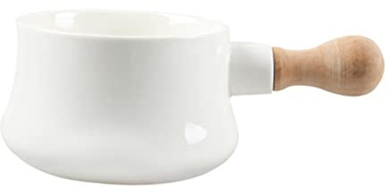 SHOWERORO Bol Céramique Avec Poignée Bois Bol à Soupe Pour Pâtes Et Salades Design Élégant Et Multifonctionnel