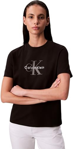 Calvin Klein Damen T-Shirt Kurzarm Hero Classic Monologo Tee mit Rundhalsausschnitt