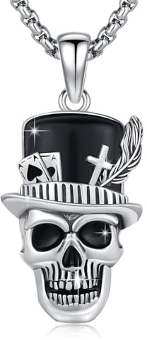 ABIGY Totenkopf Halskette Sterling Silber 925 Totenkopf Halskette Anhänger Damen Herren Gothic Kette für Gothic Liebhaber Halloween Schmuck Geschenk für Sohn Bruder Ehemann
