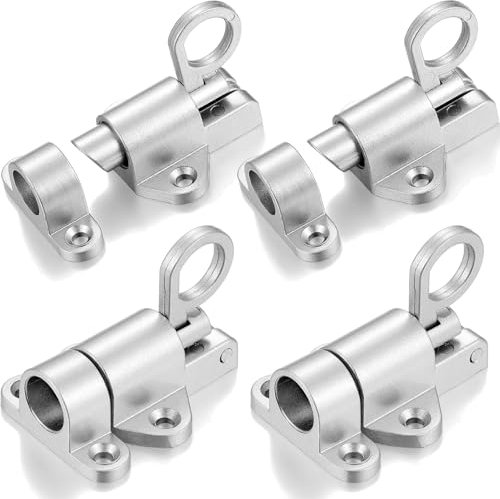 Litensh Self-Closing Latch, Spring Door Lock Latch,Resilient Bolt Latch, Spring Bolt Latch, Safety Automatic Spring Barrel Slide Door Lock with Screws for Gate Window Cabinet Shed Doors (2, Silver)