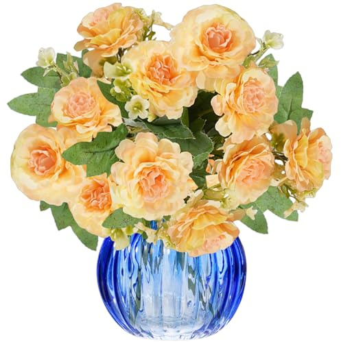 astylishome Faux Flowers that Look Real Orange Fake Roses Artificial Flowers Fake Artificial Roses Silk Flowers with Stems for Home Wedding Hotel Office Centerpiece Decor 0820