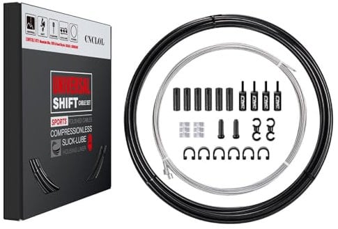 CNCLOL Mountain Bike Gear Cable Set, Universal Shift Cable Set-Bicycle Derailleur Cable 2.8m with 3.5m Oil Housing Kit for Bicycle/MTB/BMX/Road Bike.