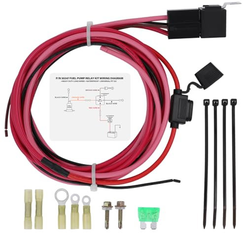 AFEISOL Electric Fuel Pump Relay Kit Universal Fit 12V System 80 AMP Fuel Pump Wiring Harness Bypass Set Heavy Duty Long Wires Waterproof Switch