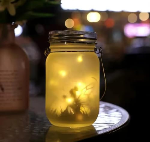 Solar Mason Jar Fairy Light, 13.8 cm, Hanging Garden Lantern, All-Year Outdoor Decor, 8-10 Hours Illumination