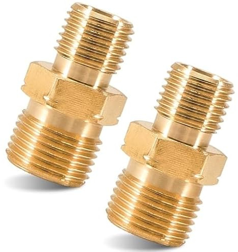 Rzspher Lot de 2 raccords de tuyau de gaz en laiton - Adaptateur de tuyau de gaz - Raccord double filetage extérieur droit vers 3/8 gauche - Pour tuyau de gaz, liquides