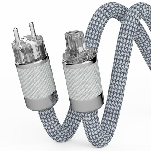 Monosaudio Câble d'alimentation D503 de qualité supérieure - 2 m φ16 mm AC - Câble d'alimentation HiFi - Audio fil OFC 2 broches - Câble d'appareil de refroidissement - Prise EU Schuko + IEC C15