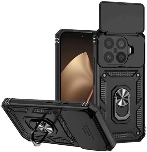 XINYEXIN Armor Hülle für Xiaomi 15T Pro 5G mit Kameraschutz | 360 Grad Ringhalter, Stoßfest Handyhülle, Kameraabdeckung, Robuste Schutzhülle, Kickstand, Kratzfest, Schwarz