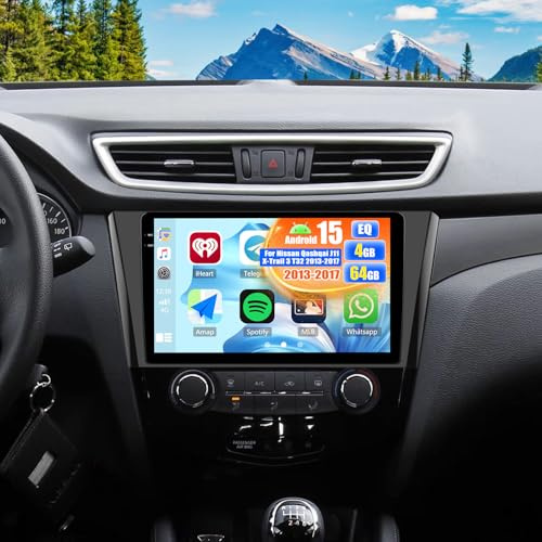 OiLiehu 4G+64G Android 15 Car Stereo for Nissan Qashqai J11 X-Trail 3 T32 2013-2017 with Wireless CarPlay Android Auto, 10.1'' Touchscreen with WiFi GPS Mirror Link Bluetooth 5.0 FM RDS EQ SWC Camera