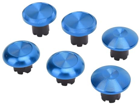 Omquot Metalltumspakar för Pro-kontroller, Utbytbara och Snygga Joystick-kåpor för Spelare, 6-pack med Aluminiumlegering och ABS-tillbehör (Blå)