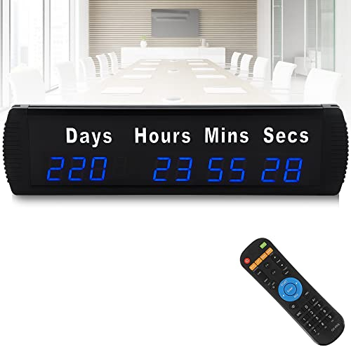4,6 ? cm Bleu LED Compte à rebours Horloge murale LED LED Compte à rebours Minuteur compte à rebours Compte à rebours jusqu'à jours d'ajustement grâce à la télécommande sans fil F ? R spéciales Event