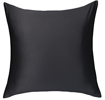 LULUSILK Taie d'oreiller en Soie 100% Naturelle - Soin de la Peau, Antichute des Cheveux, Fermeture à Glissière Invisible, 65 x 65 cm, Noire