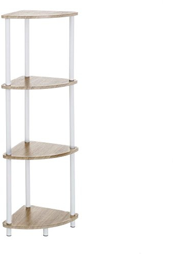 LOLAhome Estantería de 3 o 4 Baldas, Mueble Auxiliar 3 o 4 Estantes en Marrón de Metal para Baño, Oficina, Salón y Habitación (4 baldas Rincon)