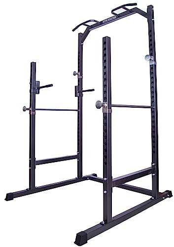 GYM MASTER Heavy Duty Half Power Cage Weight Lifting Squat Rack & Dip Station Tower